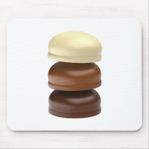 Three chocolate coated marshmallows mouse mat