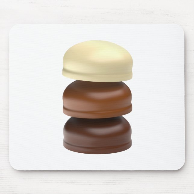 Three chocolate coated marshmallows mouse mat (Front)