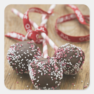 Three chocolate lollipops square sticker