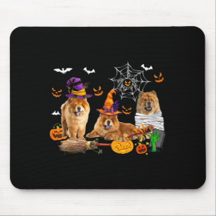 Three Chow Chow Dogs Witch Halloween Mummy Y Mouse Mat