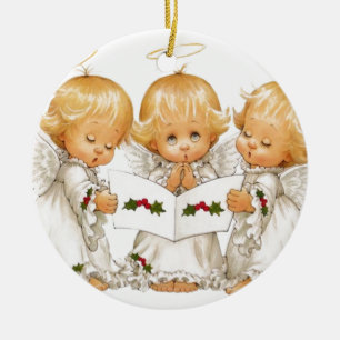 Three Christmas Angels Ceramic Tree Decoration