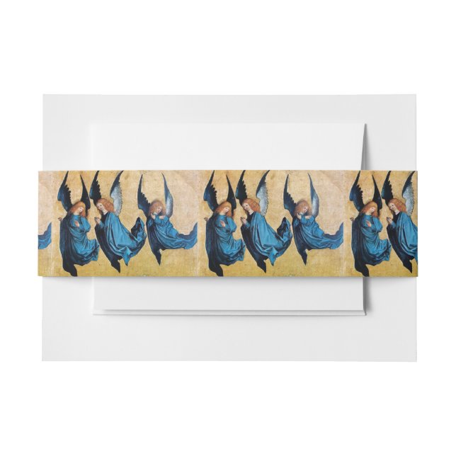 THREE CHRISTMAS ANGELS IN BLUE INVITATION BELLY BAND (Front Example)