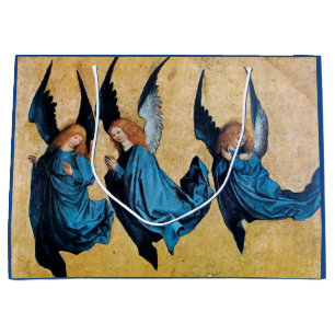 THREE CHRISTMAS ANGELS IN BLUE LARGE GIFT BAG