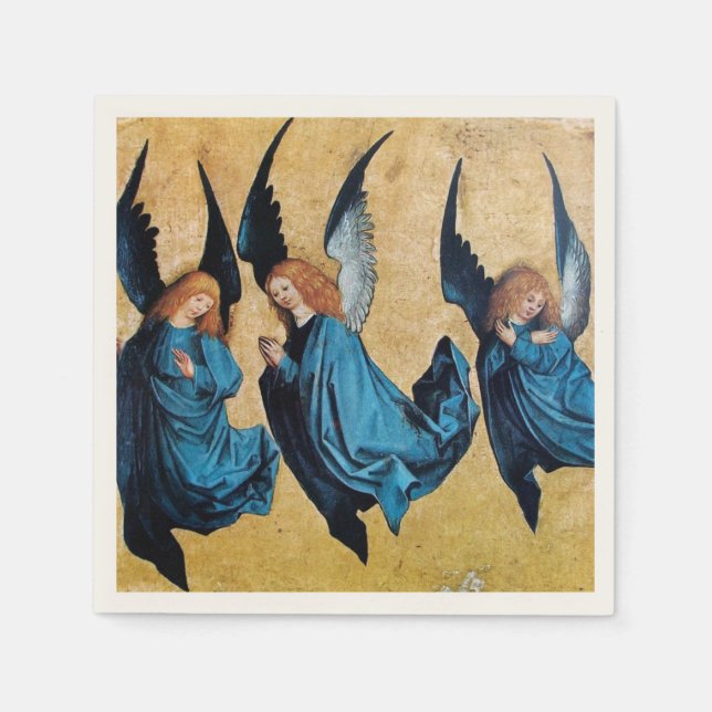 THREE CHRISTMAS ANGELS IN BLUE NAPKIN (Front)