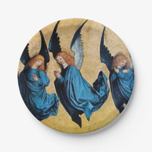 THREE CHRISTMAS ANGELS IN BLUE PAPER PLATE