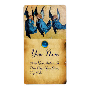 THREE CHRISTMAS ANGELS IN BLUE PARCHMENT, Sapphire