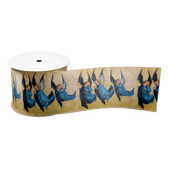 THREE CHRISTMAS ANGELS IN BLUE SATIN RIBBON (Spool)