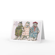 "Three Christmas Bears" Vintage