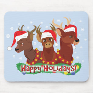 Three Christmas Deer Mouse Mat