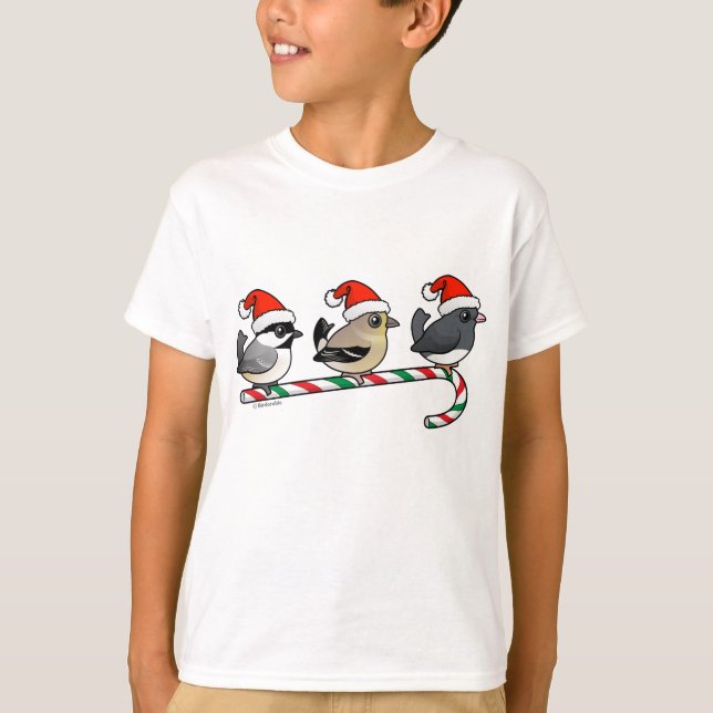 Three Christmas Finches (US) T-Shirt (Front)