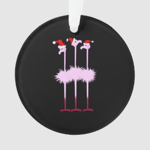 Three Christmas Flamingos Ornament