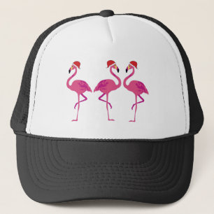 Three Christmas Flamingos Trucker Hat