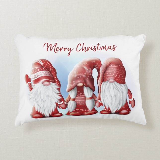 Three Christmas funny gnomes Coffee Mug Stone Magn Decorative Cushion (Front)