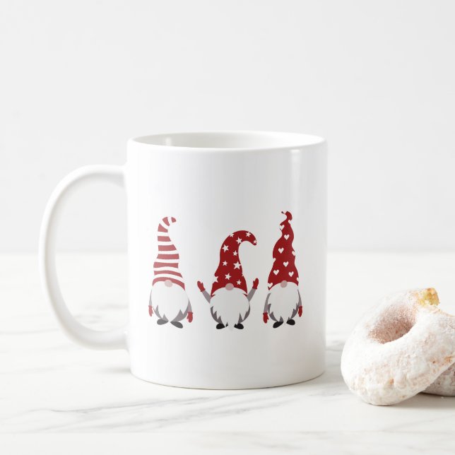Three Christmas Gnomes Coffee Mug (With Donut)