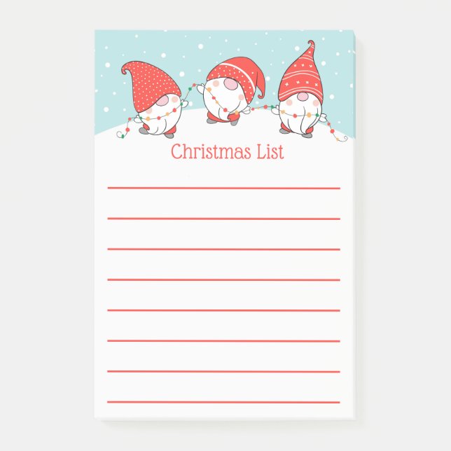 Three Christmas Gnomes Elves Post-It Notes (Front)