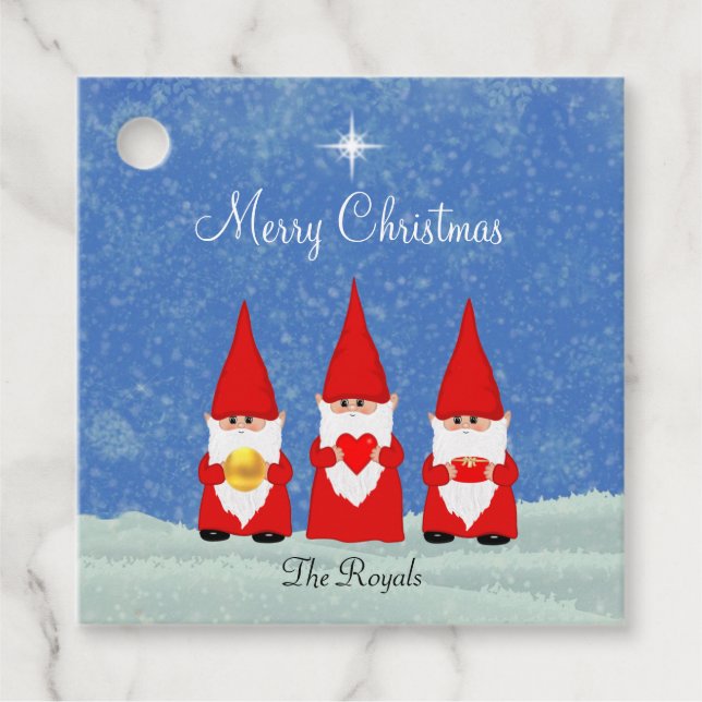Three Christmas Gnomes Favour Tags (Front)