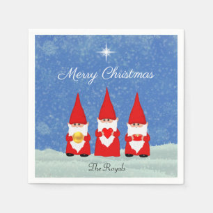 Three Christmas Gnomes Napkin
