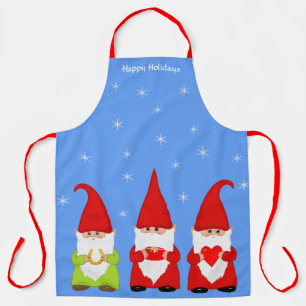 Three Christmas Gnomes & Snowflakes Apron
