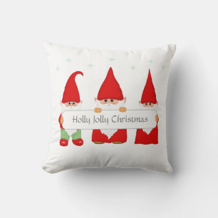 Three Christmas Gnomes Throw Pillow