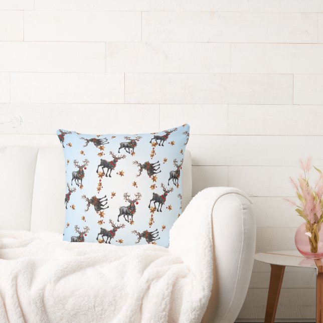 Three Christmas Reindeers Cushion (Couch)