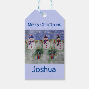 Three Christmas Snowmen  Gift Tags
