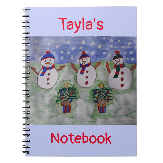 Three Christmas Snowmen Spiral Notebook (Front)