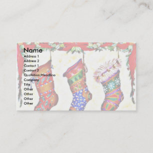 Three Christmas Socks hanging from the chimney for Business Card