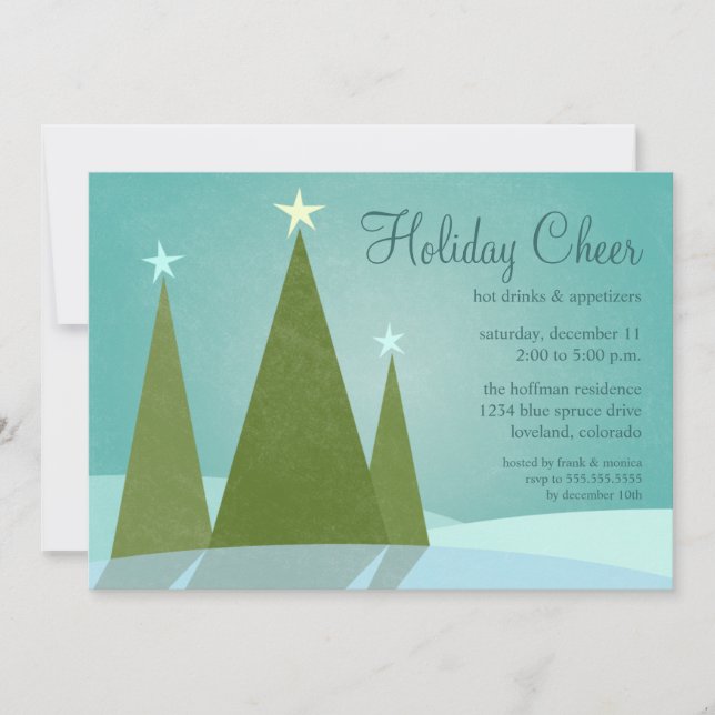 Three Christmas Trees Holiday Cheer Invitations (Front)