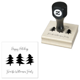 Three Christmas Trees Holiday Family Rubber Stamp