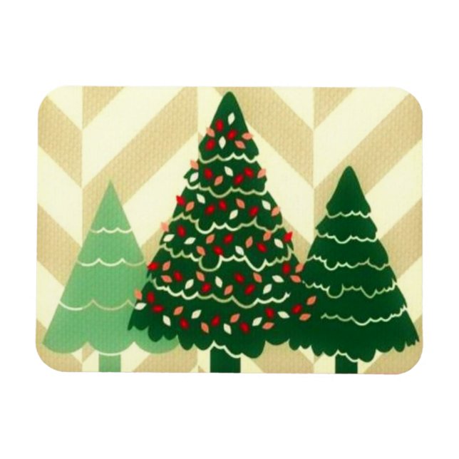 Three Christmas Trees Magnet (Horizontal)