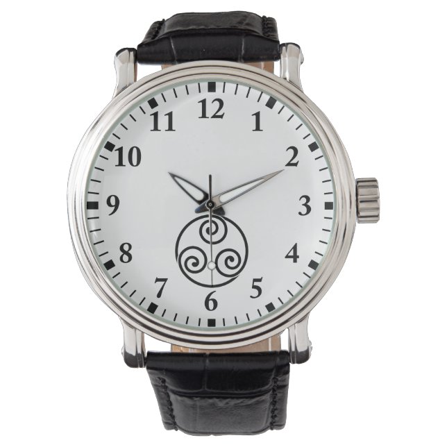 Three clockwise bracken swirls watch (Front)