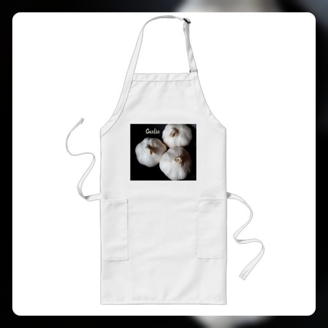 Three Cloves of Whole White Garlic Long Apron (Creator Uploaded)