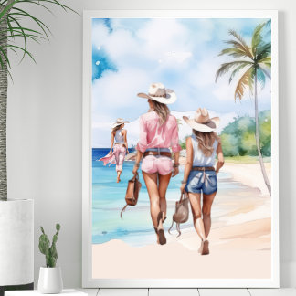 Three Coastal Cowgirls Tropical Island  Poster