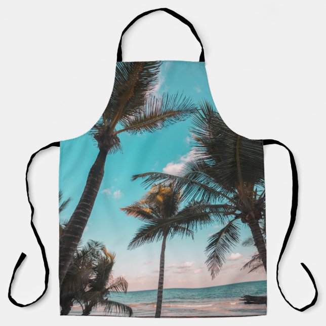 Three coconut trees on seashore apron (Front)