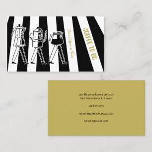 Three Coffee Makers Striped Coffee Business Card
