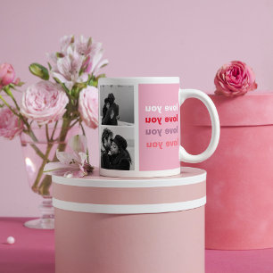 Three Collage Photo   Colourful Love You Valentin Coffee Mug