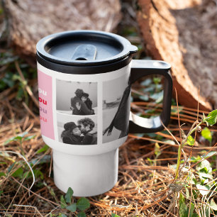  Three Collage Photo   Colourful Love You Valentin Travel Mug
