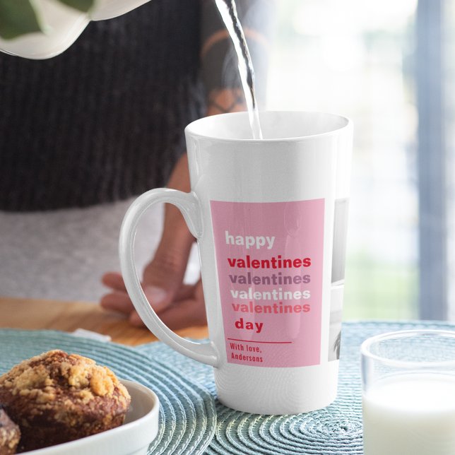  Three Collage Photo | Colourful Valentines Gift Latte Mug (Creator Uploaded)