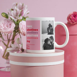 Three Collage Photo Colourful Valentines Gift Mug