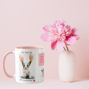  Three Collage Photo   Dog Valentines Gift  Mug