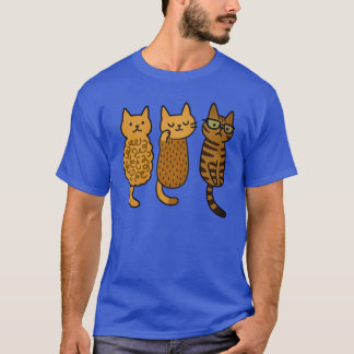 Three Colorful Whimsical Cats friends vintage frie T-Shirt