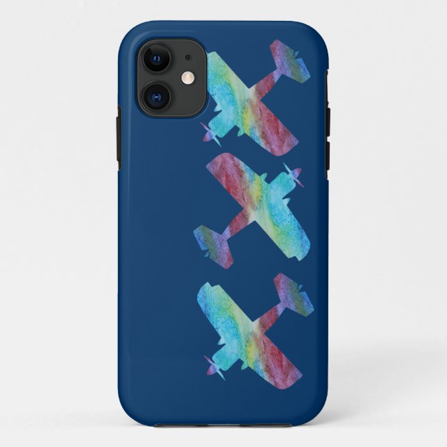 Three Colorwashed Biplanes Case-Mate iPhone Case (Back)