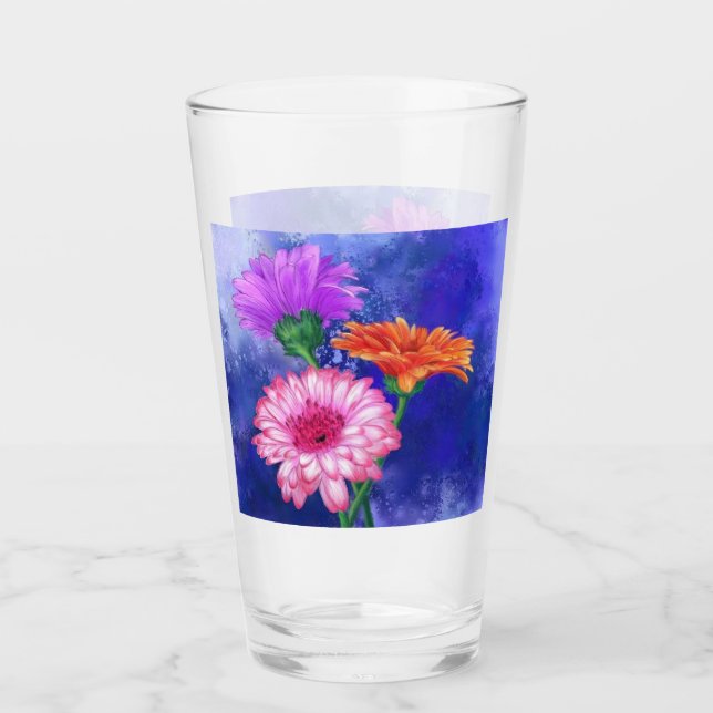 Three Colour Gerberas Glass (Front)