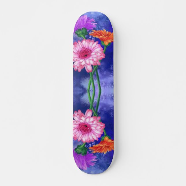 Three Colour Gerberas Skateboard - Painting (Front)