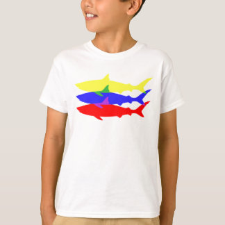 Three Coloured Sharks T-Shirt