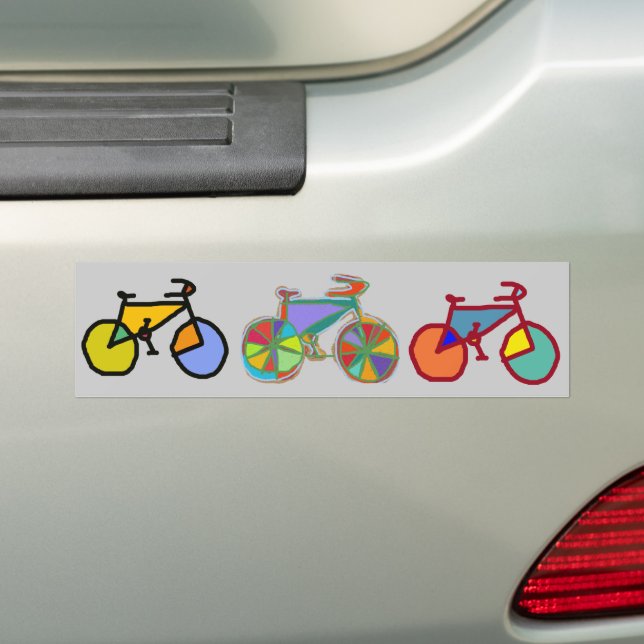 three colourful bikes bumper sticker (On Car)
