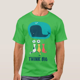 Three colourful cats and a big whale with think bi T-Shirt