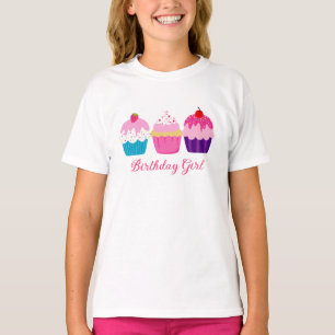 Three Colourful Cupcakes - Birthday Girl T-Shirt