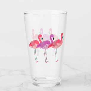 Three Colourful Flamingos Glass