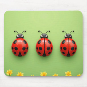 Three Colourful Ladybugs Mouse Mat